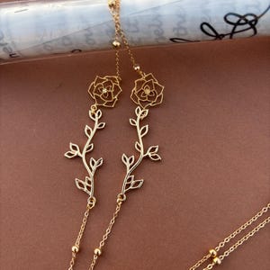Catena per occhiali a forma di fiore di rosa, catena per occhiali da sole, catena per occhiali vintage, catena per occhiali da donna