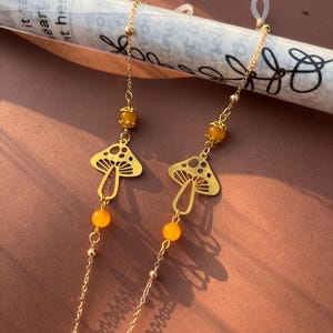 Corrente de óculos de cogumelo, corrente de óculos de sol de cogumelo, corrente de óculos fofa, joias de corrente de óculos, presente de feriado feminino