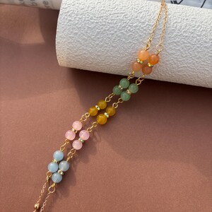 Vijf kleuren jadeietkralenglazenketting, zonnebrilketting, prachtig leesbrilkoord, cadeaubrilmontuur