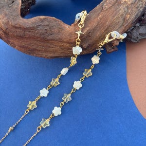 Natuurlijke Sea Shell Star-brilketting, zonnebrilketting, brillenketting sterren, brilketting