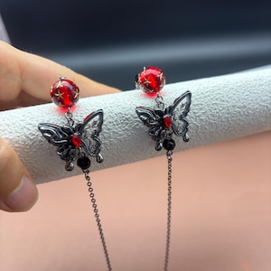 Corrente de óculos de borboleta com caligrafia preta, corrente de óculos da moda, corrente de óculos feminina