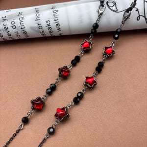 Cadena para gafas con estrella roja, cadena para gafas con estrella brillante de pentagrama, cadena para gafas negra, accesorios para gafas
