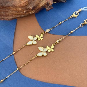 Corrente de óculos de borboleta, corrente de óculos feminina da moda, acessórios de corrente de óculos de inseto