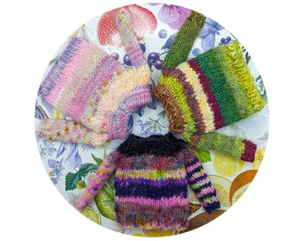 Blythe handknit sweaters,  OOAK Frankensweaters, multicolor rainbow jumper