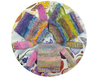 Blythe OOAK multicolor handknit doll Frankensweaters