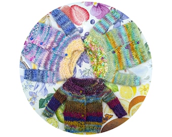 Blythe handknit OOAK oversized cardigan, multicolor rainbow jumper sweater
