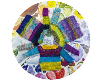 Vêtements de poupée tricotés à la main multicolores Blythe, frankensweaters OOAK