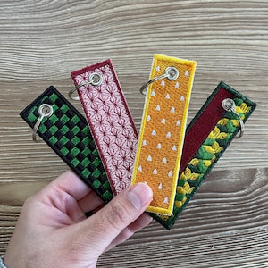 Demon Slayer Inspired Embroidered Haori Pattern Key Tag