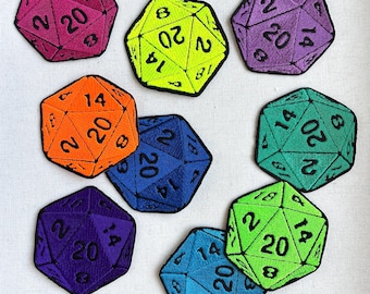 W20 Rolling Dice Aufnäher / Patch