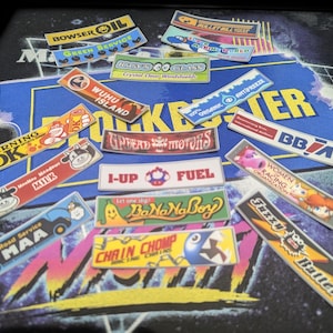 Mario Kart Sponsored Matte Vinyl Banner Badges (Set of 17)