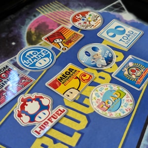 Mario Kart World/Deluxe/Tour Toad Sponsored Gloss Vinyl Sticker Badges (10 Pack)