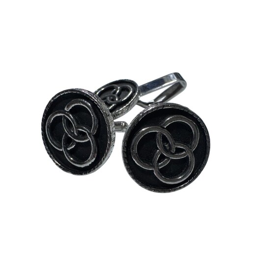 Silver Tone Interlocking Circle Design Cufflinks … - image 4