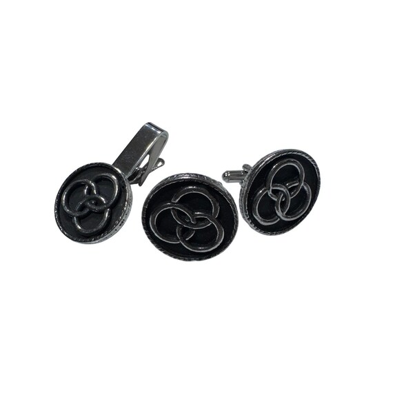 Silver Tone Interlocking Circle Design Cufflinks … - image 6