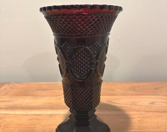 Vintage Avon Ruby Red Bud Vase – Deep Cranberry Glass Vase With