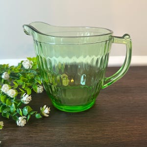 Teleflora 75 Years Anniversary Optic Glass Green Pitcher Reissue