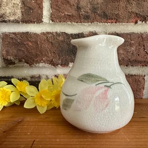 Vintage 1992 Westwind Pottery Vase Creamer - Hand Crafted Stoneware Bud Vase Pink Flower
