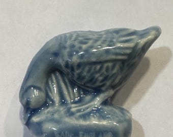 Wade Whimsies Blue Duck Miniature Figurine Red Rose Tea Wade England
