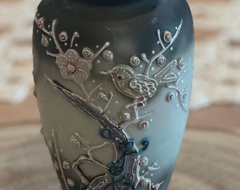 Vintage Japanese Moriage Bud Vase-Bird And Blossom 5"