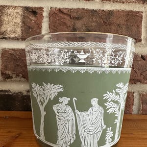 Jeanette Jasperware Green Glass Vintage Wedgewood Hellenic Grecian Ice Bucket