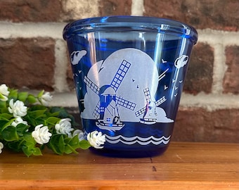 Hazel Atlas Cobalt Blue Glass Windmill Ice Pail Tub