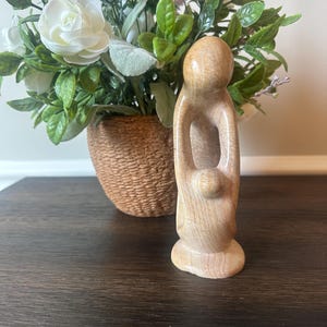 Soapstone Carved Figurine Adult  Child Holding Hands Kenya