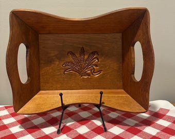 Vintage Wooden Bread Basket Bun Serving Tray