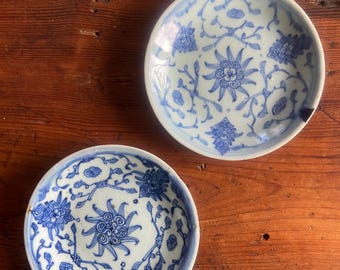 Blau-Weiß 'Qing Dynastie' Paar chinesische antike Porzellanteller