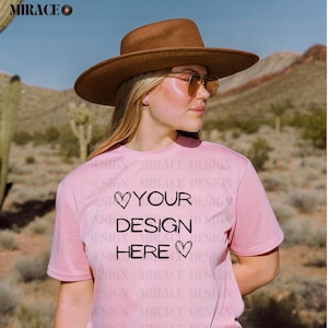 Comfortkleuren C1717 Bloesemshirtmodel, bloesemroze T-shirtmodel, vintage western Boho Aesthetic T-shirtmodel, T-shirtmodel voor pod