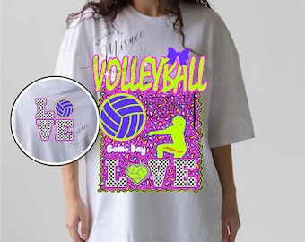 Neon Preppy Volleyball PNG, Sublimation Design, Volleyball Game Day PNG File for Sublimation, Instant Download, Digital Download