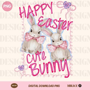 Aquarell Preppy Frohe Ostern PNG, Osterhase PNG, Rosa Ostern Png Mädchen Ostern Png Preppy Kaninchen Süßes Ostern ORIGINAL, Hand gezeichnet