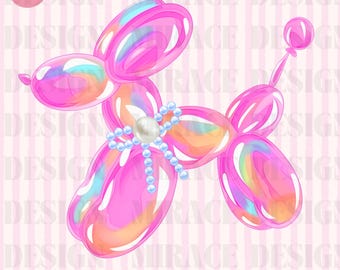 Preppy Balloon Dog Sublimation Design png, Pearls and Bows png, Coquette Aesthetic png, Girly Balloon Dog png, Trendy Spring png