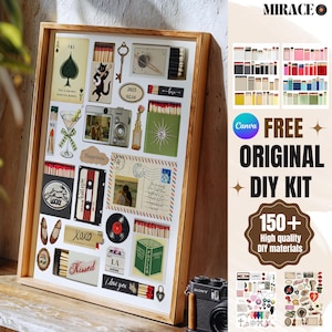 Modello fai da te per scatola di fiammiferi vintage, modello fai da te per scatola di fiammiferi Canva, kit da parete personalizzato per scatola di fiammiferi, modello per scatola di fiammiferi vuota, regalo per lei