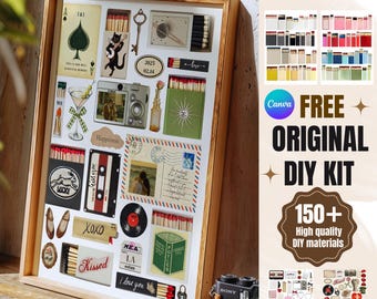 DIY Vintage Matchbook Template, Canva Matchbox Template DIY KIT, Personalized Matchbook Wall Art, Blank Matchbook Template, Gift for her