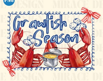 Watercolor Crawfish Boil png, Hand Drawn Crawfish boil png, Crawfish Season PNG, Crawfish Coquette Shirt, Trendy PNG, Preppy Png