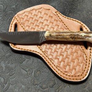 Handmade Cowboy Skinner Knife: Rasp Steel Blade, Stag Horn Handle