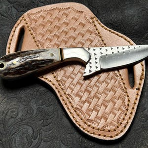 Handmade Cowboy Skinner Knife: Rasp Steel Blade, Stag Horn Handle