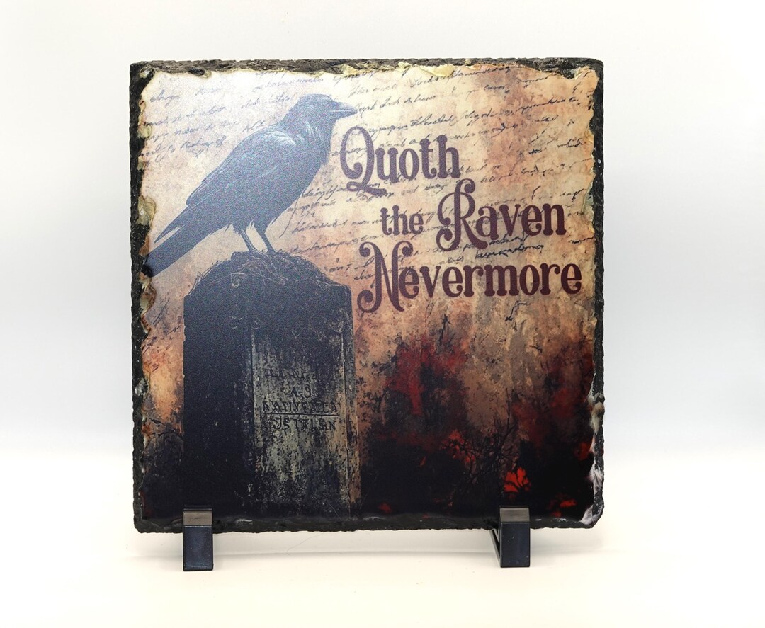 Gothic Raven Nevermore Slate Plaque Wall Hanging Quoth Edgar Allan Poe ...