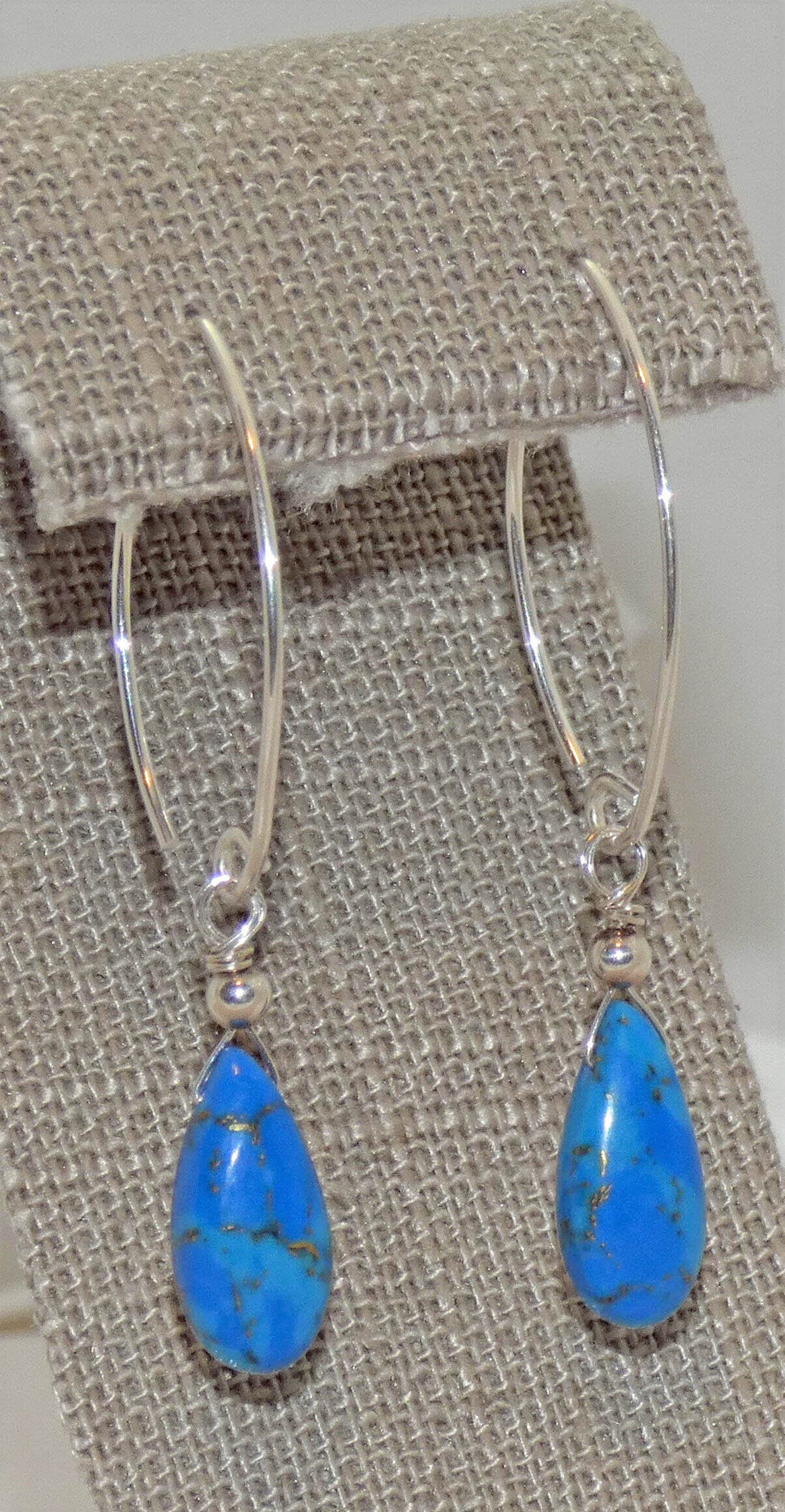 Blue Lily 10mm Silver & Turquoise Heart Drop Earrings main image 1