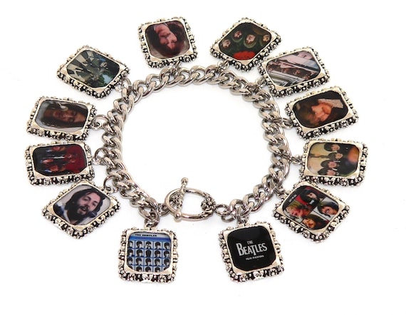 Vintage Beatles Charm Bracelet: Altered Art Music Lover Gift