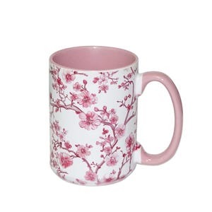 Pink Chinoiserie Ceramic Mug | Vintage Dogwood Toile Coffee Cup