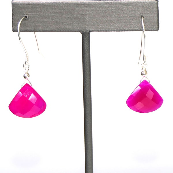 Fuchsia Chalcedony Earrings Hot Pink Chalcedony Earrings Hot Pink Earrings