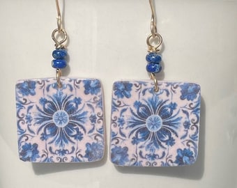 Mediterranean Tile Polymer Clay Earrings