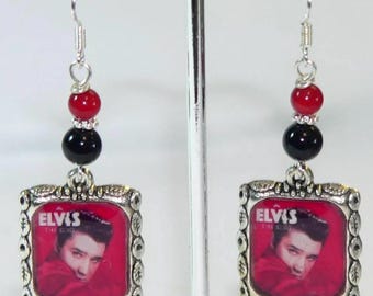Unique Elvis Presley Earrings with Onyx Howlite Beads for Vintage Rock N Roll Lovers   Elvis Gifts For Her