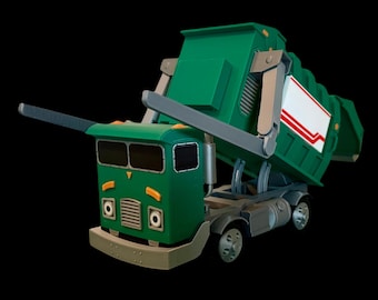 Personalized Trash Truck Toy | 3D Printed Garbage Truck | Moving Hopper | Custom Name Gift | Handmade to Order