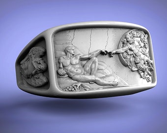 Creation of Adam. Silver ring finger size 11