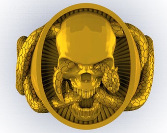 Gold "Skull and Snake" signet ring