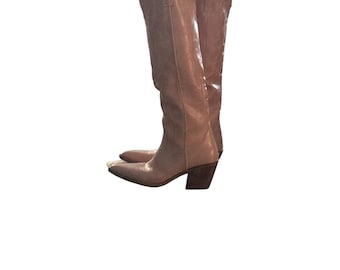Blush Pink Western Cowgirl Boots • Rollda • Size 8.5 • Knee High Zipper Boots