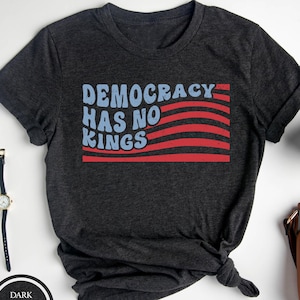 Democracy Has No King Flag Shirt, Anti Trump Shirt, Upside Down American Flag Shirt, Anti Maga Shirt, Liberal Tshirt, Democrat Shirt