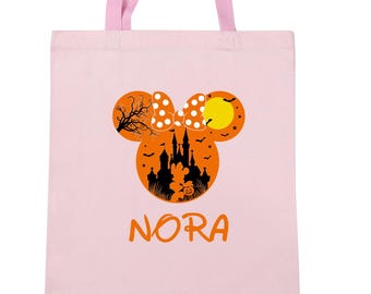 Custom Name Halloween Tote Bag, Trick or Treat Candy Bag for Kids