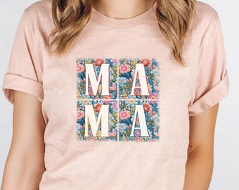Floral Mama Shirt, Retro Mother's Day Gift, Women's Graphic Tee